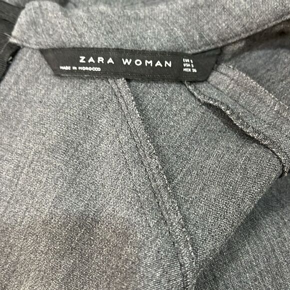 Zara Woman Dress Sz Small Gray 3/4 Sleeve Midi Button Accent Zipper Back Fitted - Picture 10 of 11
